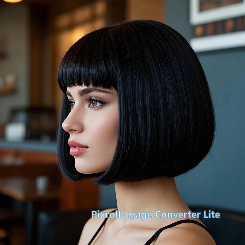 P13 pracht bob pruik, zwart......., Sieraden, Tassen en Uiterlijk, Uiterlijk | Haarverzorging, Nieuw, Pruik of Haarverlenging