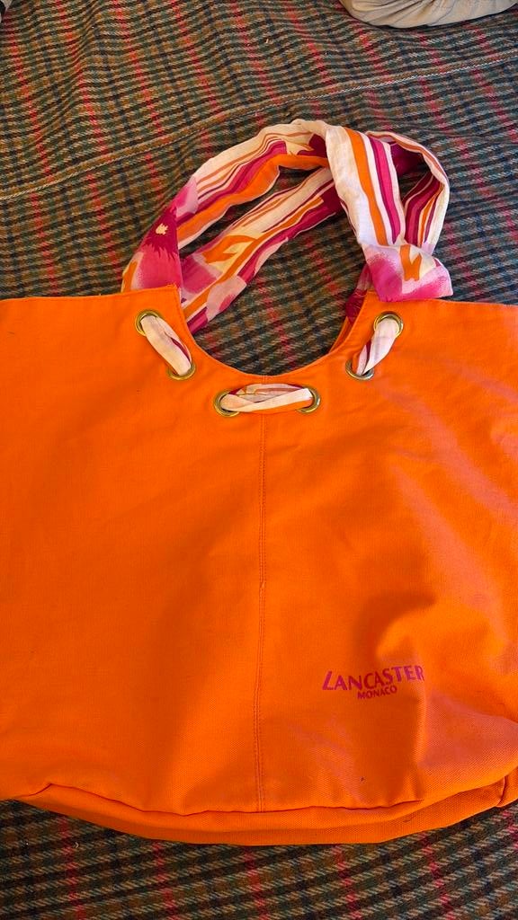 Lancaster oranje cloth travel bag/ totebag, Ophalen of Verzenden, Zo goed als nieuw, Oranje