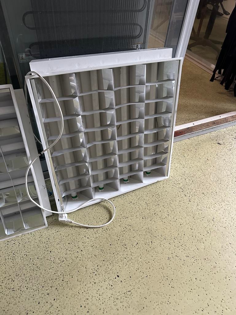 Plafondlamp - TL-armatuur met raster -, Ophalen, Gebruikt, Metaal