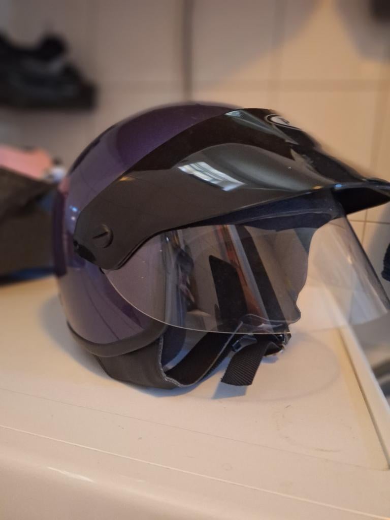 Zgan paarse helm met vizier, Overige merken, Dames, XL, Ophalen of Verzenden