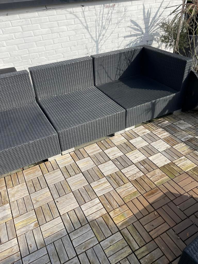 Loungeset zwart, Tuin en Terras, Tuinsets en Loungesets, Ophalen, 5 zitplaatsen, Gebruikt, Loungeset