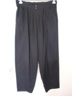 Mooie diep zwarte stoffen lange broek met aparte voorkant., Maat 38/40 (M), Verzenden, Zwart, Zo goed als nieuw