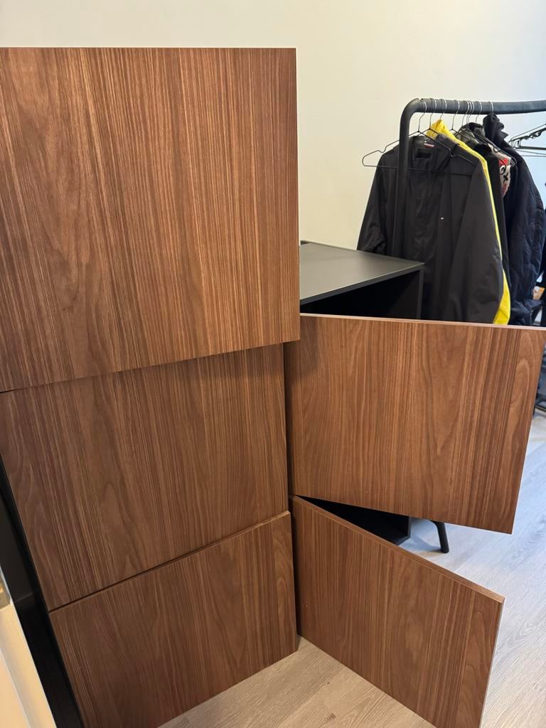 Keukenkasten in Japandi stijl, Ophalen, Gebruikt, Bruin, 50 tot 100 cm