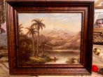 Olieverf groot landschap schilderij, Antiek en Kunst, Ophalen of Verzenden