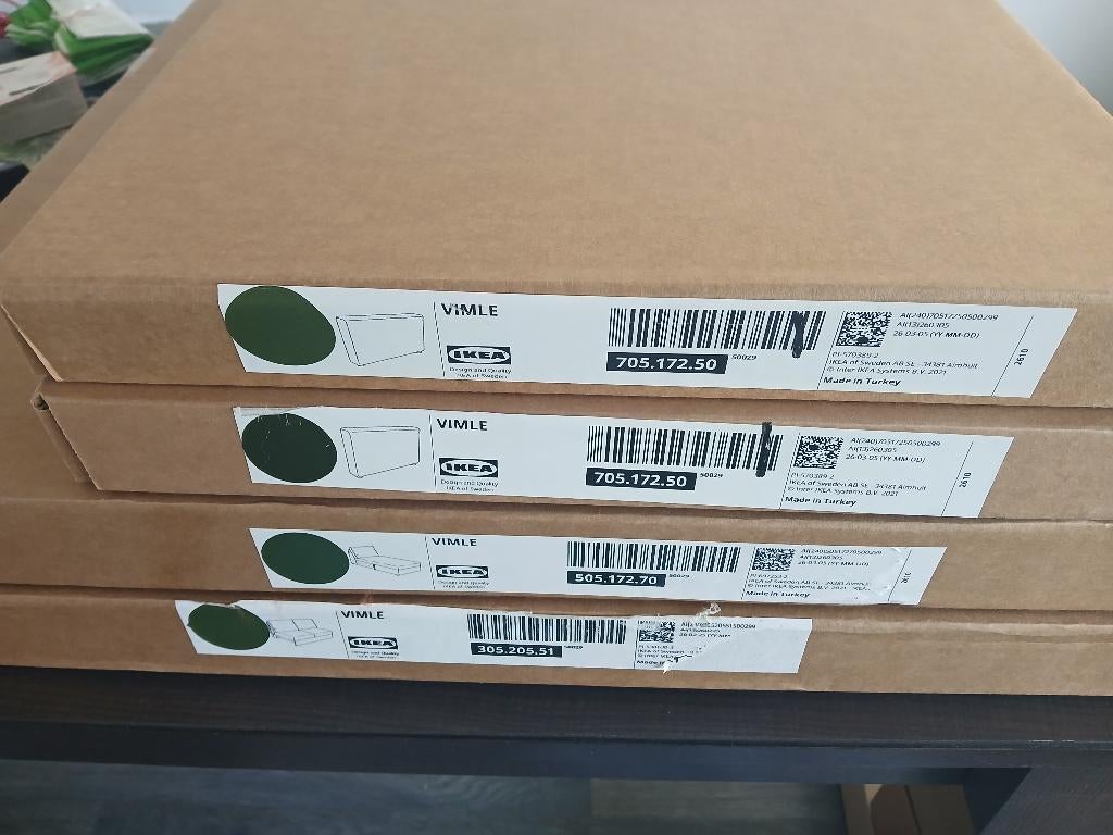 Ikea VIMLE Hoes 3-zitsbank met chaise l. Djuparp donkergroen, Huis en Inrichting, Rechthoekig, Nieuw, 200 cm of meer, 50 tot 100 cm