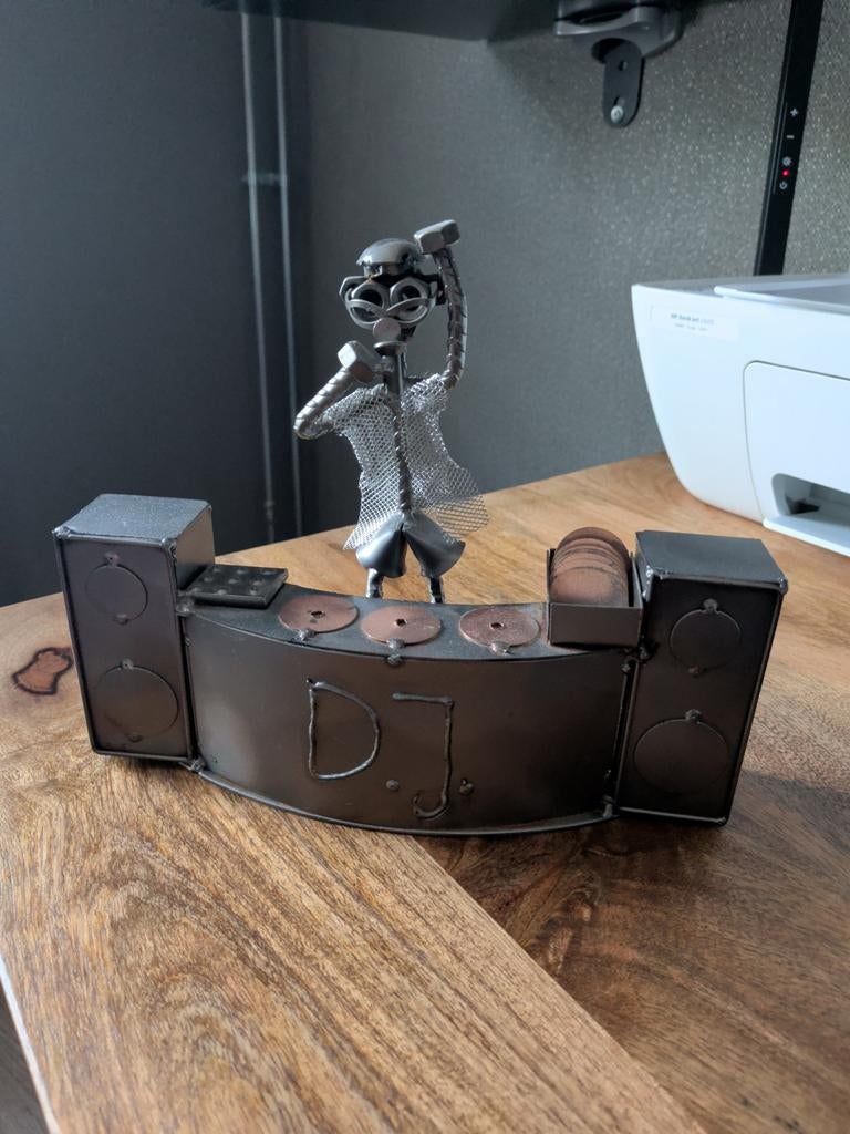 Metalen DJ Beeldje - Unieke Decoratie, Ophalen, Zwart, Zo goed als nieuw, Metaal