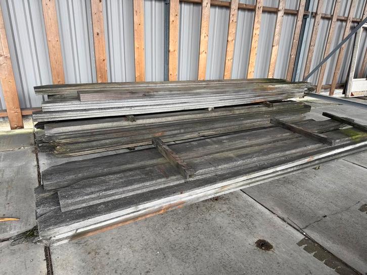 Gebruikte Azobe Damwand planken 10 x 26 cm., Doe-het-zelf en Verbouw, Hout en Planken, Gebruikt, Balk, Overige houtsoorten, 300 cm of meer