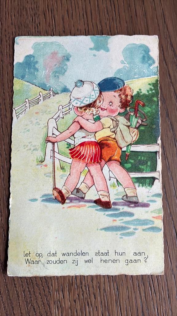 Kinderkaart. Samen wandelen, waarheen???, Ophalen of Verzenden, 1920 tot 1940, Gelopen, Kinderen