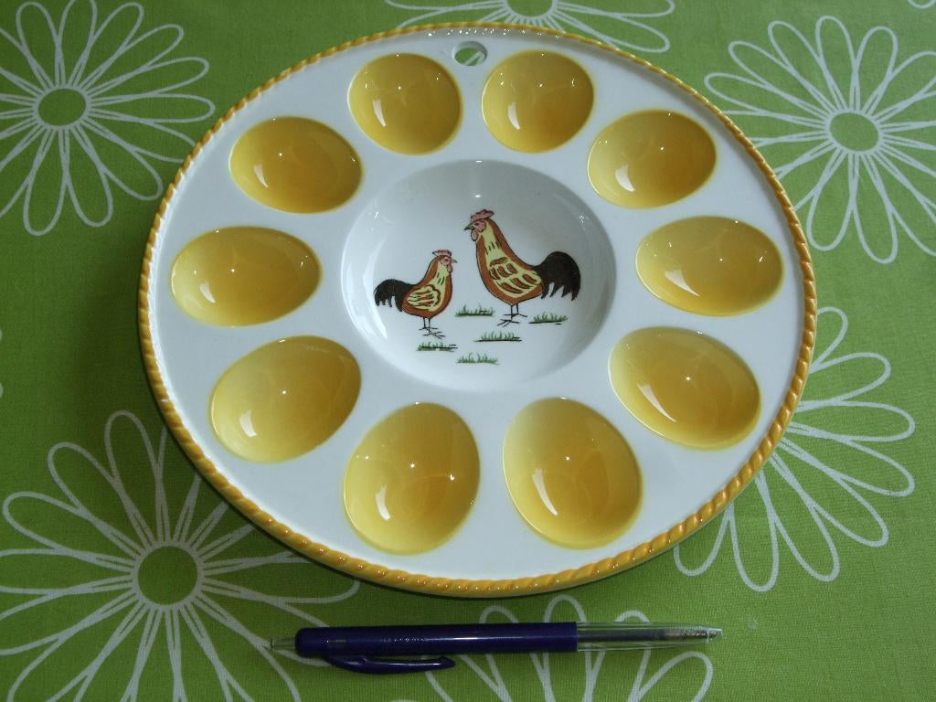 Vintage serveerschaal voor gevulde eieren - 23cm doorsnede, Ophalen of Verzenden, Huis en Inrichting