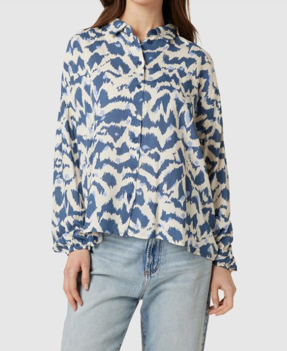 Kaffe KENNY overhemdblouse blouse bloes blauw wit maat 40, Maat 38/40 (M), Blauw, Kaffe, Nieuw