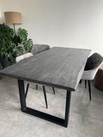 Eettafel met grijs blad industrieel, Ophalen, Gebruikt, 50 tot 100 cm, Vier personen