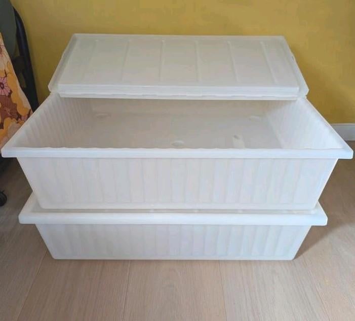 2 Ikea Gimse opberg bedlades wit - 65x70 cm, Ophalen, Overige materialen, Gebruikt, Wit
