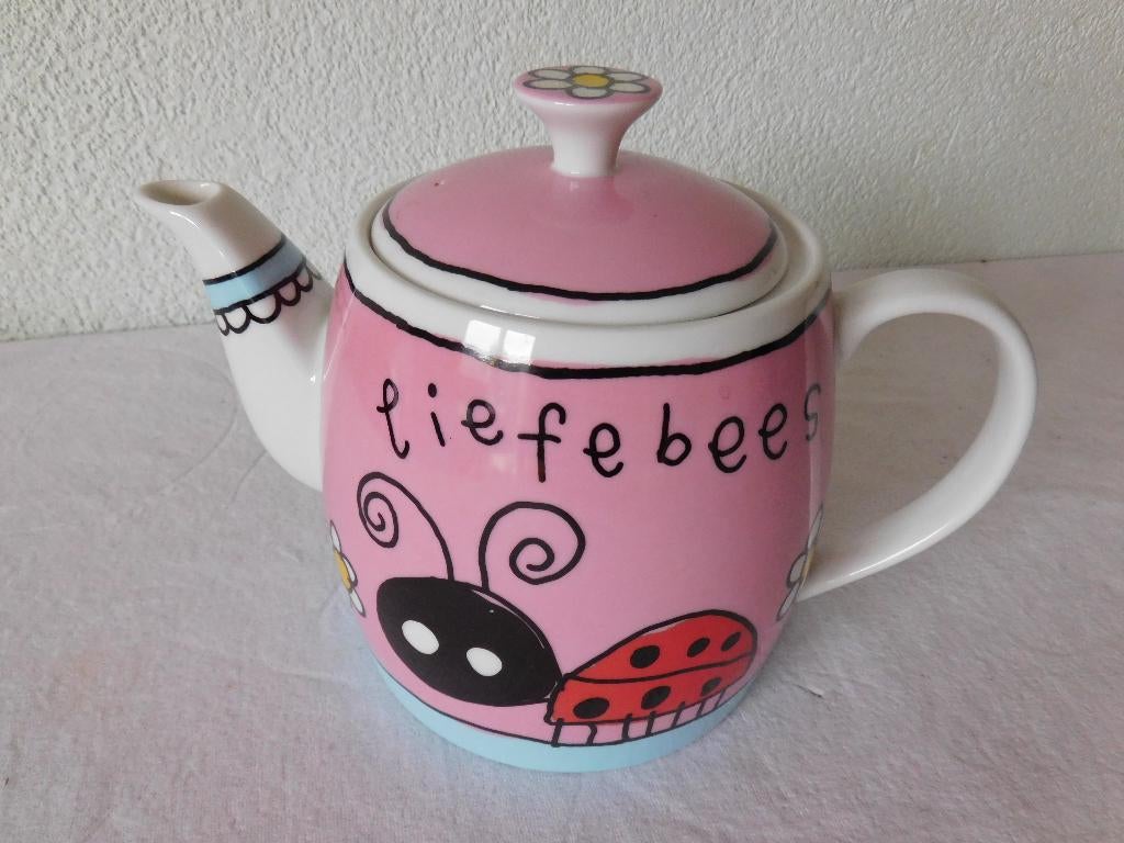Babette Harms theepot met Liefebees hg 17 cm, dsn 14 cm, Overige typen, Ophalen of Verzenden, Zo goed als nieuw, Overige stijlen