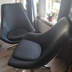 Twee zwarte leren fauteuils - Zo goed als nieuw, Ophalen of Verzenden