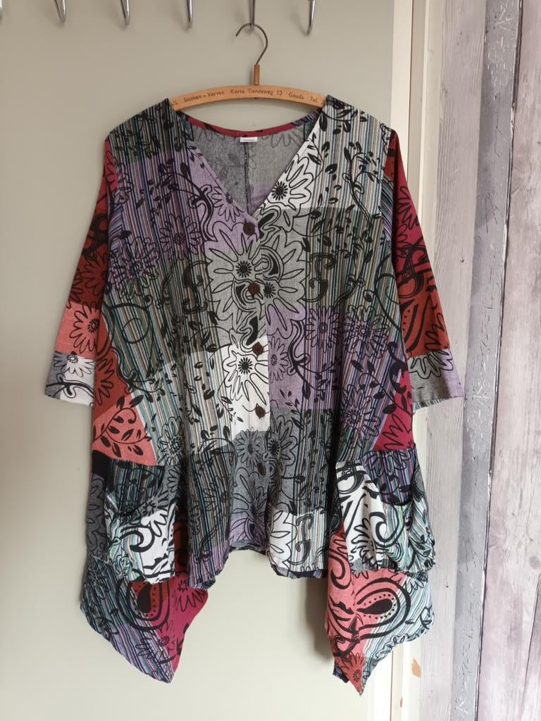 Prachtige tuniek  100% katoen, Kleding | Dames, Grote Maten, Ophalen of Verzenden, Zo goed als nieuw, Blouse of Tuniek