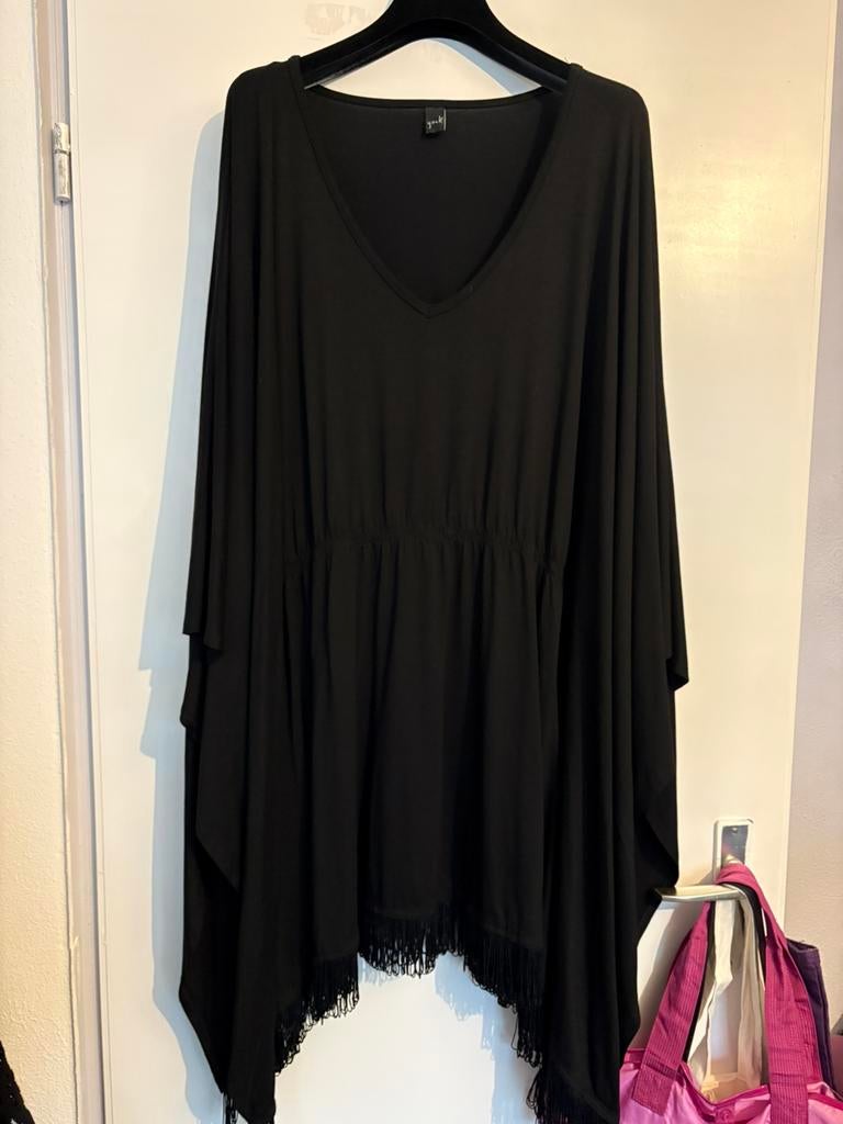 Yoek tuniek, vlindermodel, franjes, groot,XXL, zwart, Ophalen of Verzenden, Nieuw, Zwart, Blouse of Tuniek