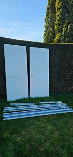 Gratis 2x binnendeur opdek links met stalen kozijnen, Ophalen, Gebruikt, 80 tot 100 cm, 215 cm of meer