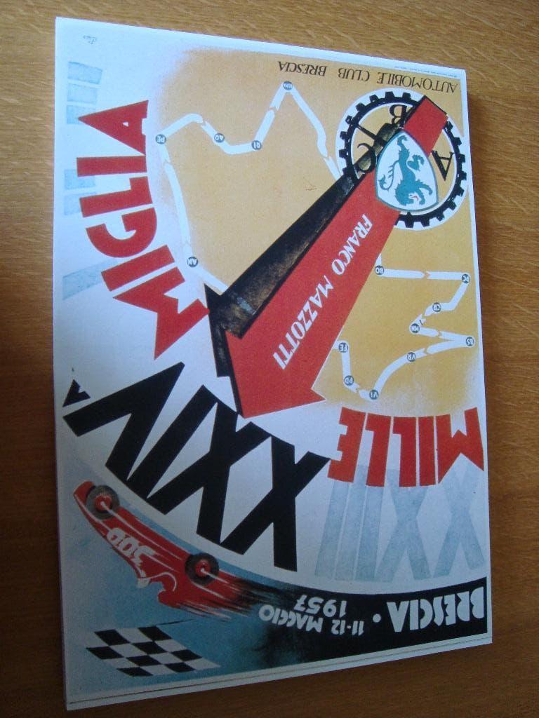 Mille Miglia 1957 plaat 42-30 cm, Ophalen of Verzenden, Nieuw, Auto's