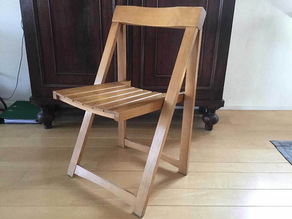 vintage houten klapstoel, Ophalen, Gebruikt, Bruin, Eén