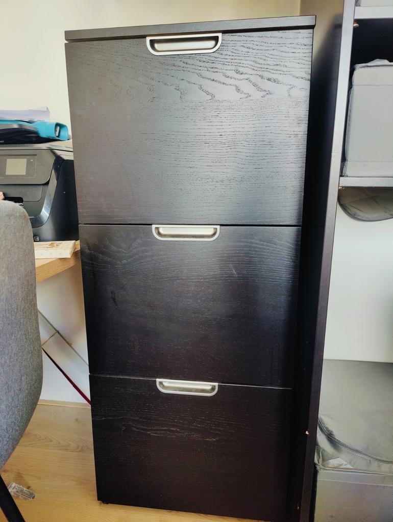 IKEA GALANT ladekast - zwart essenfineer (3 lades), 100 tot 150 cm, Modern, Functioneel, Meerdere deuren, Zo goed als nieuw