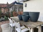 Set van 4 donkergrijze bloempotten voor buiten, Tuin en Terras, Bloembakken en Plantenbakken, Ophalen, Kunststof, Balkon, Minder dan 60 cm