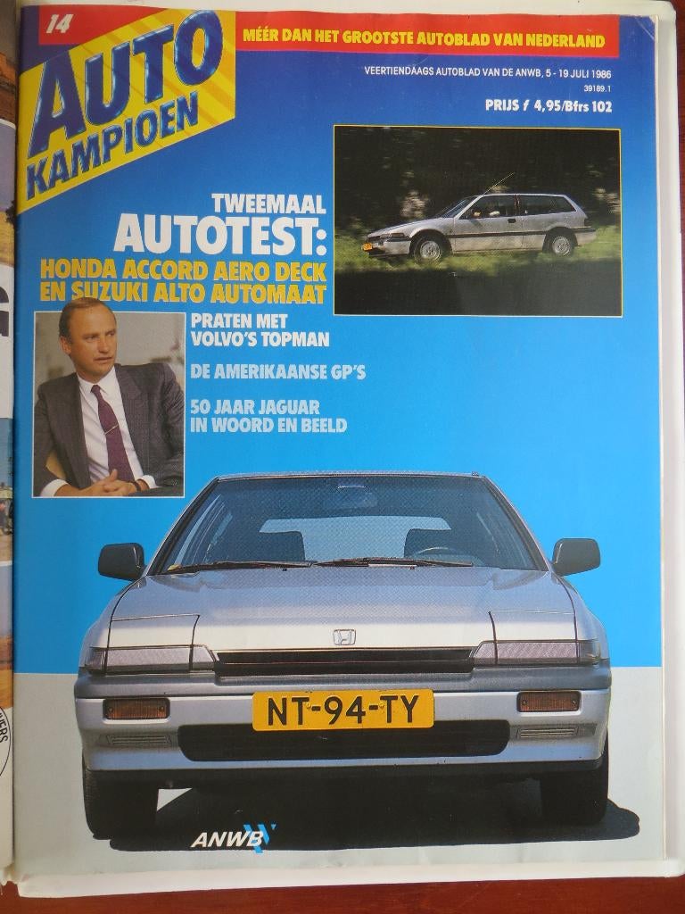 Autokampioen 14 1986 50 jaar Jaguar, Honda Accord VW Scooter, Ophalen of Verzenden, Nieuw, Honda