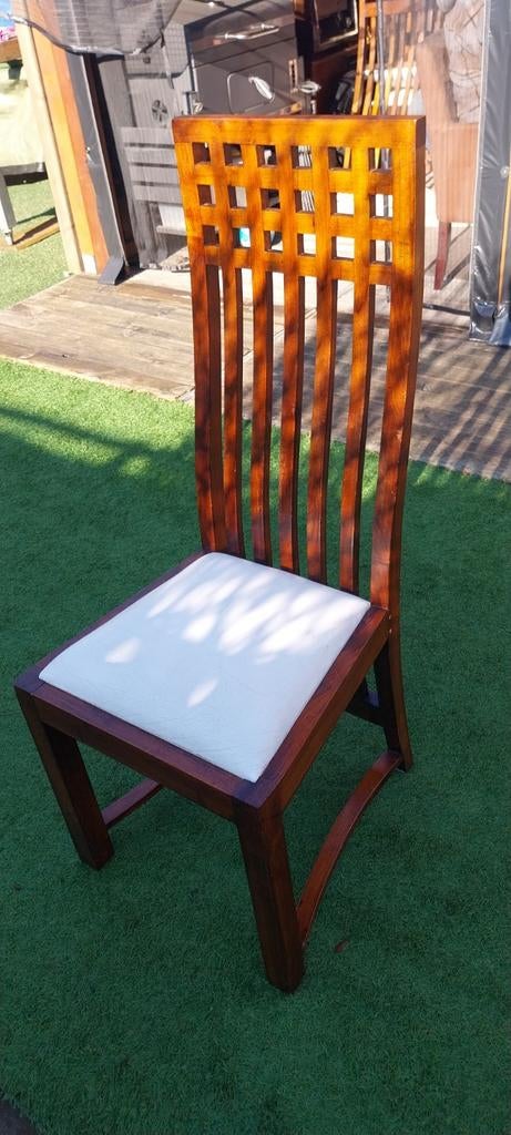 6 Koloniale Eettafel Stoelen, Gebruikt, Bruin, Koloniaal, Ophalen of Verzenden