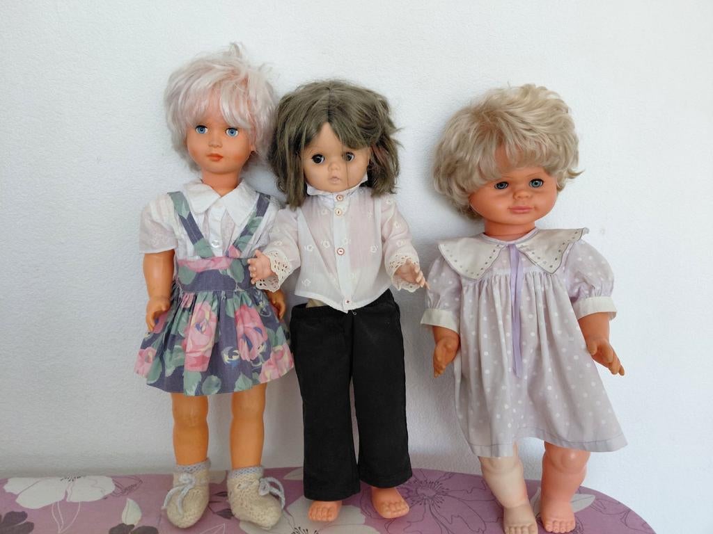 Set van 3 Vintage Poppen - Jaren '70/'80 Stijl, Ophalen of Verzenden, Gebruikt, Overige typen
