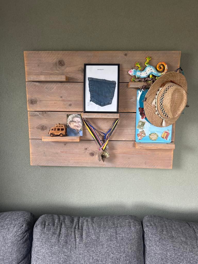 Steigerhouten wandplank met schapjes - 100x20x75 cm, Huis en Inrichting, Woonaccessoires | Wandplanken en Boekenplanken, Ophalen