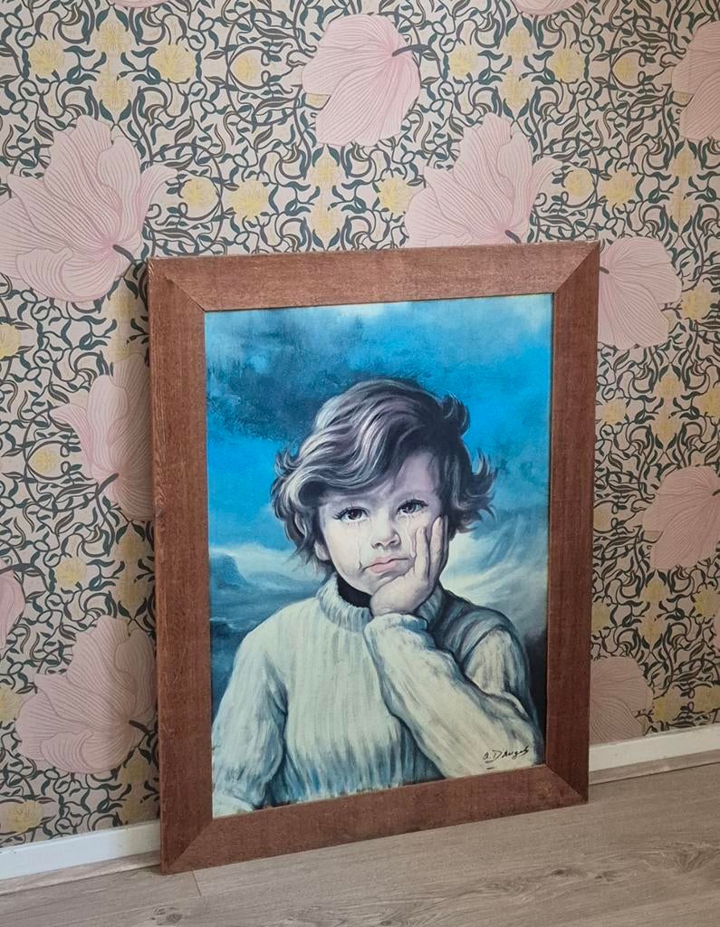 Vintage print huilende jongen Bragolin, Ophalen