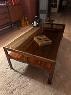 Vintage Palissander Koffietafel Salontafel met rookglasplaat, Ophalen, Gebruikt, 100 tot 150 cm, 50 tot 100 cm