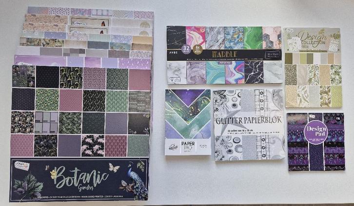 Groot pakket design papierblokken, Hobby en Vrije tijd, Scrapbooking, Gebruikt, Ophalen