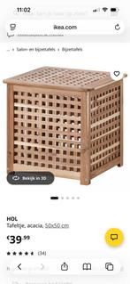 IKEA HOL bijzettafel acaciahout 50x50 cm, Minder dan 55 cm, Gebruikt, Vierkant, Hout