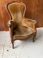 Antieke Louis XV-stijl Bergère Fauteuil - Goud Velours, Antiek en Kunst, Antiek | Meubels | Stoelen en Banken, Ophalen