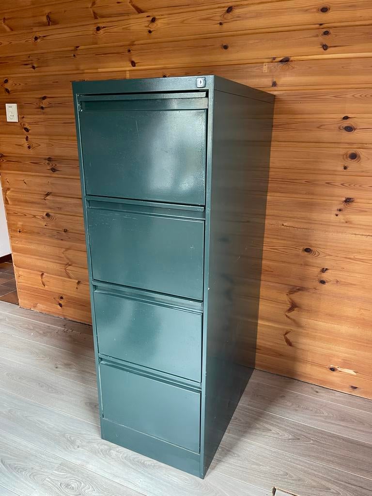 Groene metalen 4-lade archiefkast (Bisley/Ahrend stijl), Ophalen, Gebruikt