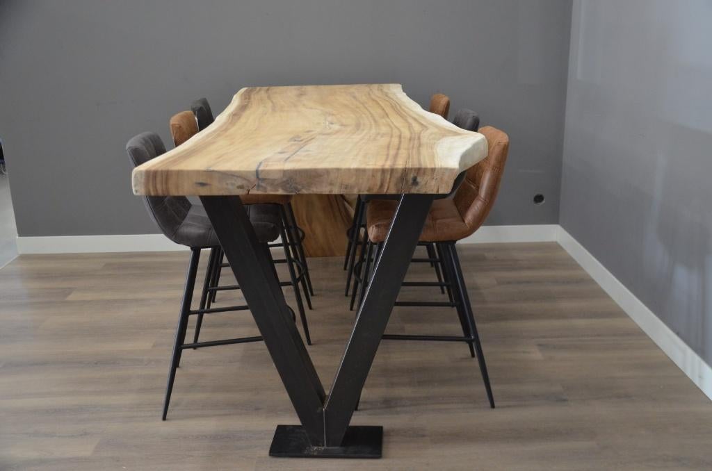 Suar waterval bartafel 260 cm, Verzenden, 50 tot 100 cm, Rechthoekig, Teakhout