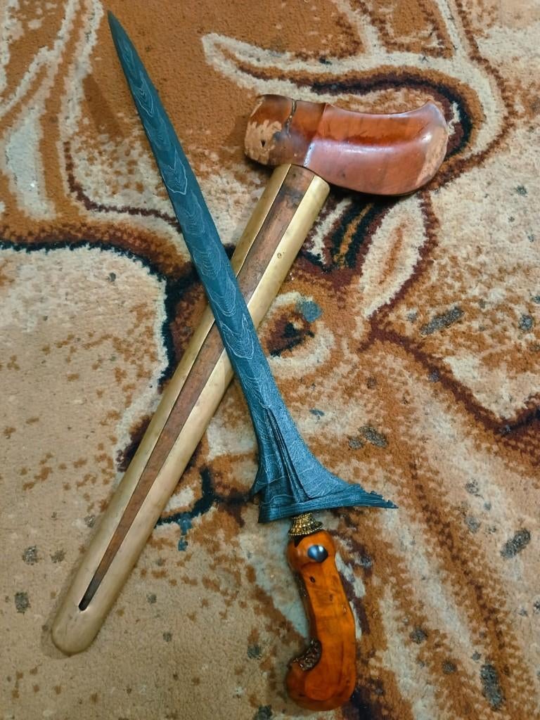 Antieke Keris Sengkelat 13 Luk Pamor Ron Pakis Ladrang SVE33, Verzenden