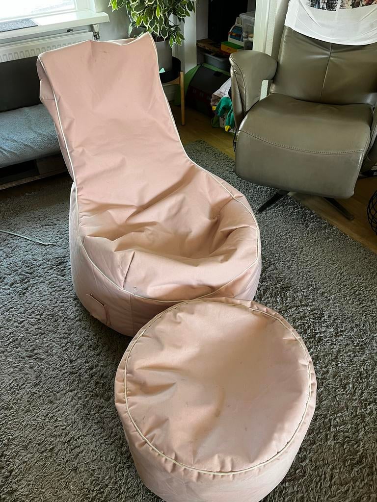 Zitzak met poef - Zitting Point, Ophalen of Verzenden, Zo goed als nieuw, Roze, Zitzak