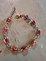 Vintage glaskralen goudkleur roze boho enkelbandje armband, Ophalen of Verzenden, Zo goed als nieuw