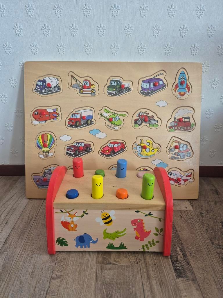 Houten speelgoed: Puzzel en Hamertje Tik, Ophalen of Verzenden, Gebruikt, Overige typen