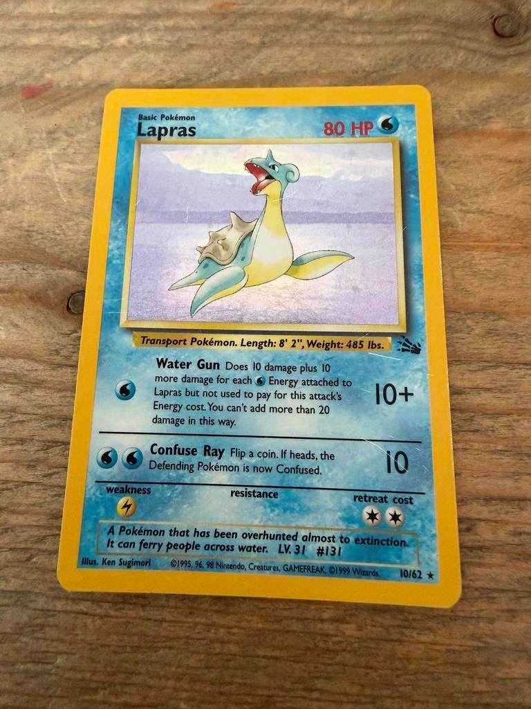 Lapras Holo 10/62 Fossil Set Pokémon Kaart, Ophalen of Verzenden, Gebruikt, Losse kaart, Foil