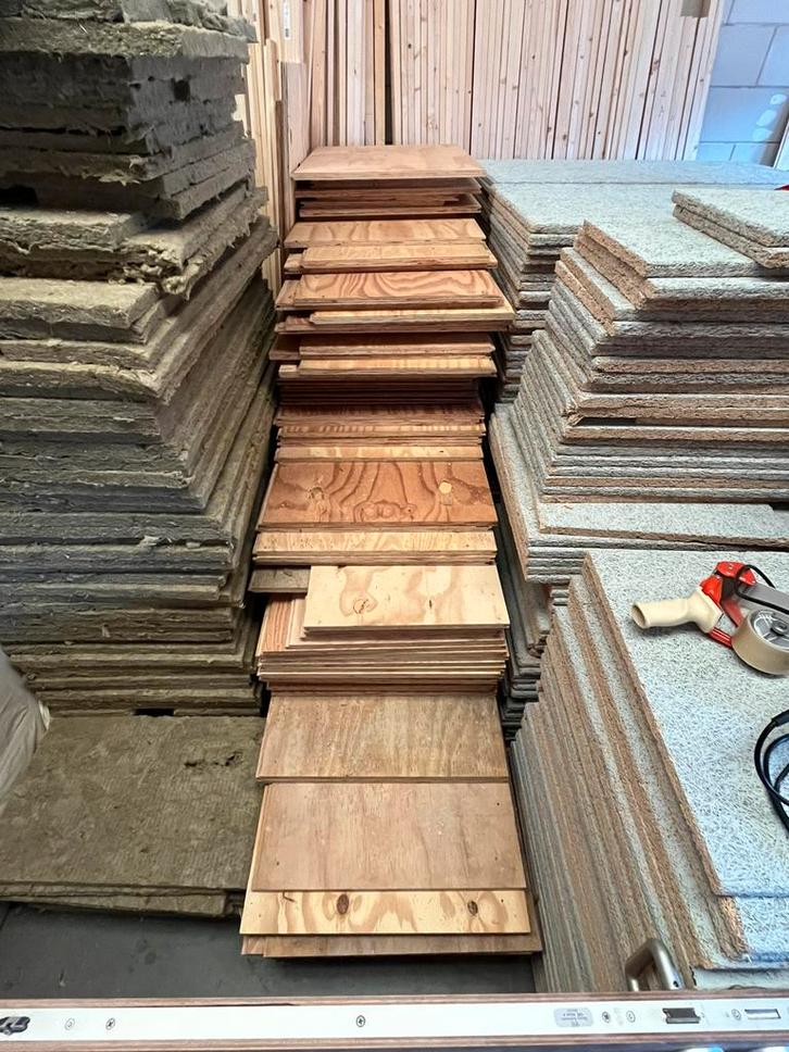 Underlayment platen 60cm breed, mes-groef B-keuze, Doe-het-zelf en Verbouw, Platen en Panelen, Gebruikt, Multiplex, Minder dan 20 mm