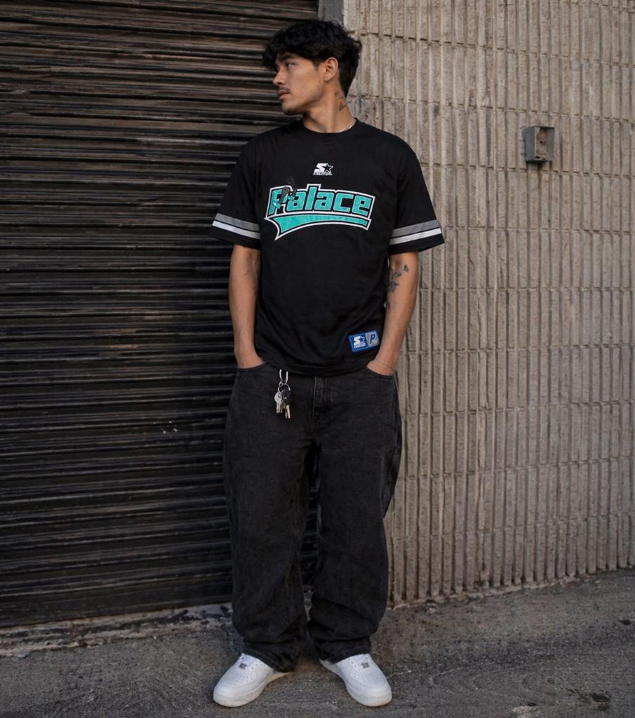 Palace x Starter t-shirt | L, Zwart, Nieuw, Ophalen of Verzenden, Maat 52/54 (L)