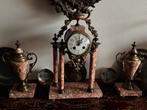 Antiek Franse pendule stel met marmer, Antiek en Kunst, Ophalen of Verzenden