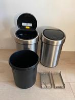 2 keer 3 ltr Brabantia touch bin (wand) prullenbak mat staal, Gebruikt, Ophalen of Verzenden, Minder dan 10 liter, Rvs