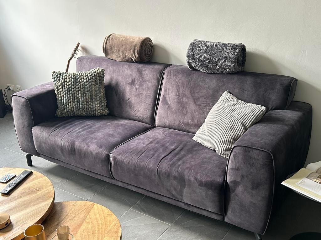 Gratis antracietkleurige stevige 3 zits bank, Ophalen, Gebruikt, 75 tot 100 cm, Rechte bank