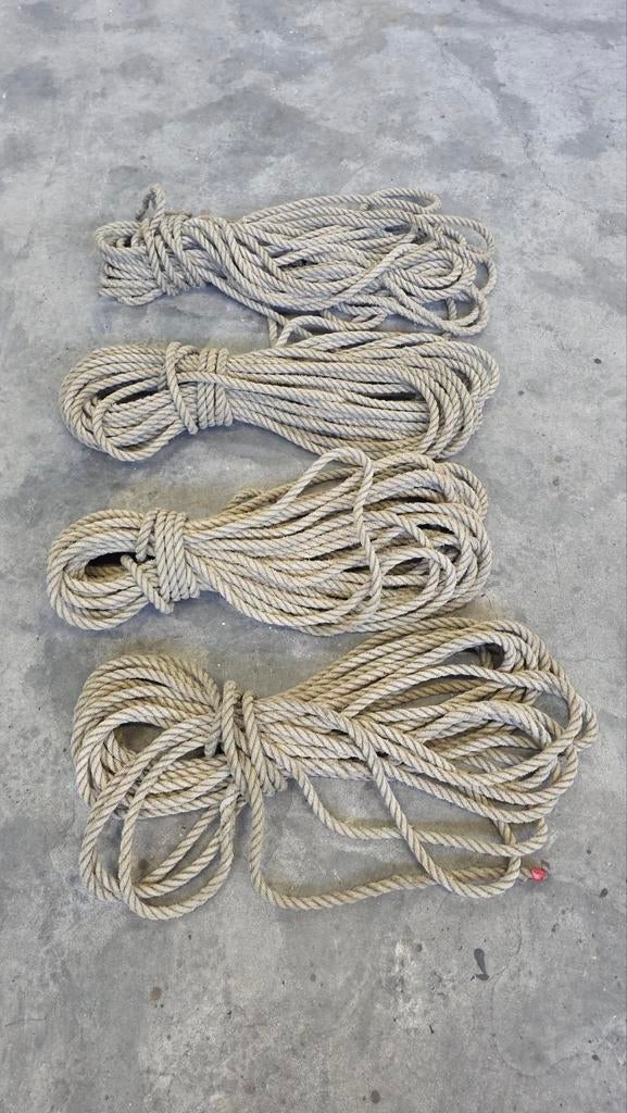 Touw 14mm beige manilla gebruikt in goede staat 2x 30 2x 40m, Watersport en Boten, Ophalen