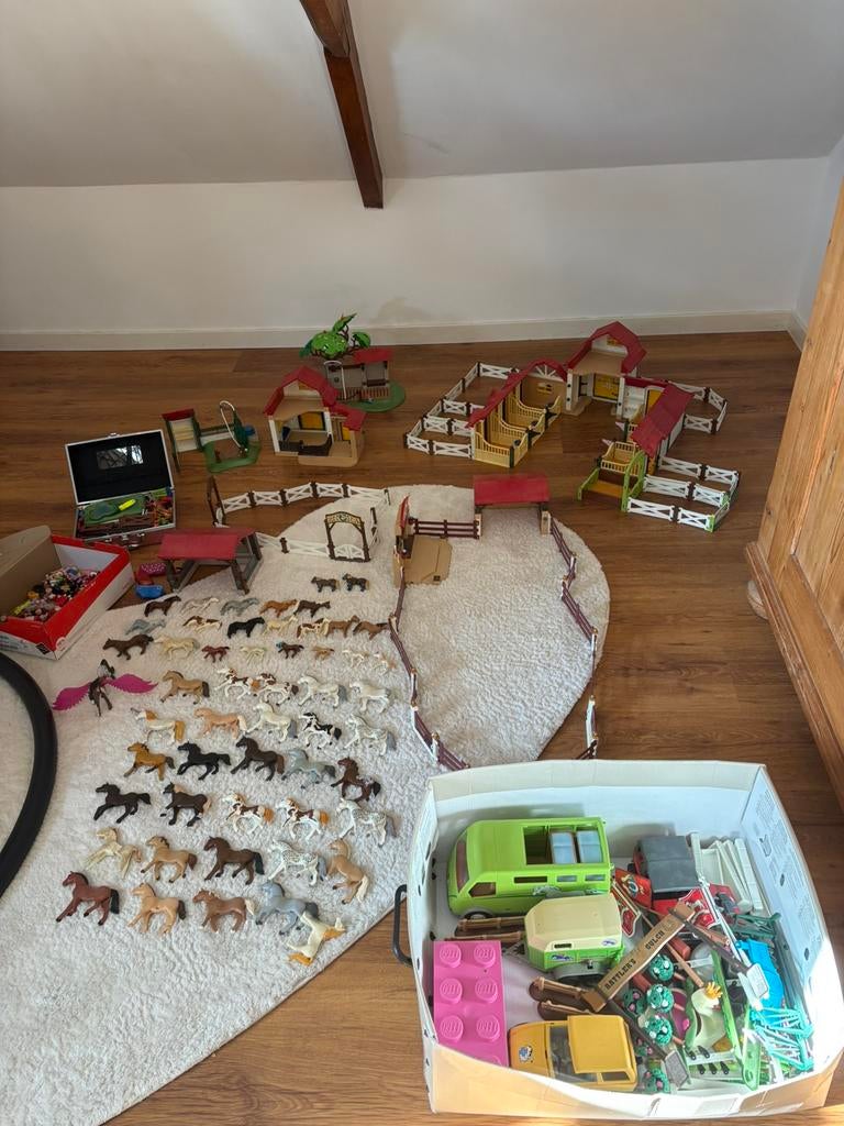 Playmobil paarden, stal, wasplaatsen, hindernissen, dressuur, Ophalen, Zo goed als nieuw, Complete set