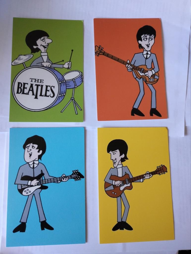 The Beatles Cartoon ansichtkaarten Set Uniek Verzamelobject, Ophalen of Verzenden, Zo goed als nieuw, Foto of Kaart