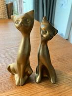 2x Vintage messing regency design poes kat beeldje poesje, Verzamelen, Beelden en Beeldjes, Ophalen of Verzenden, Gebruikt, Dier